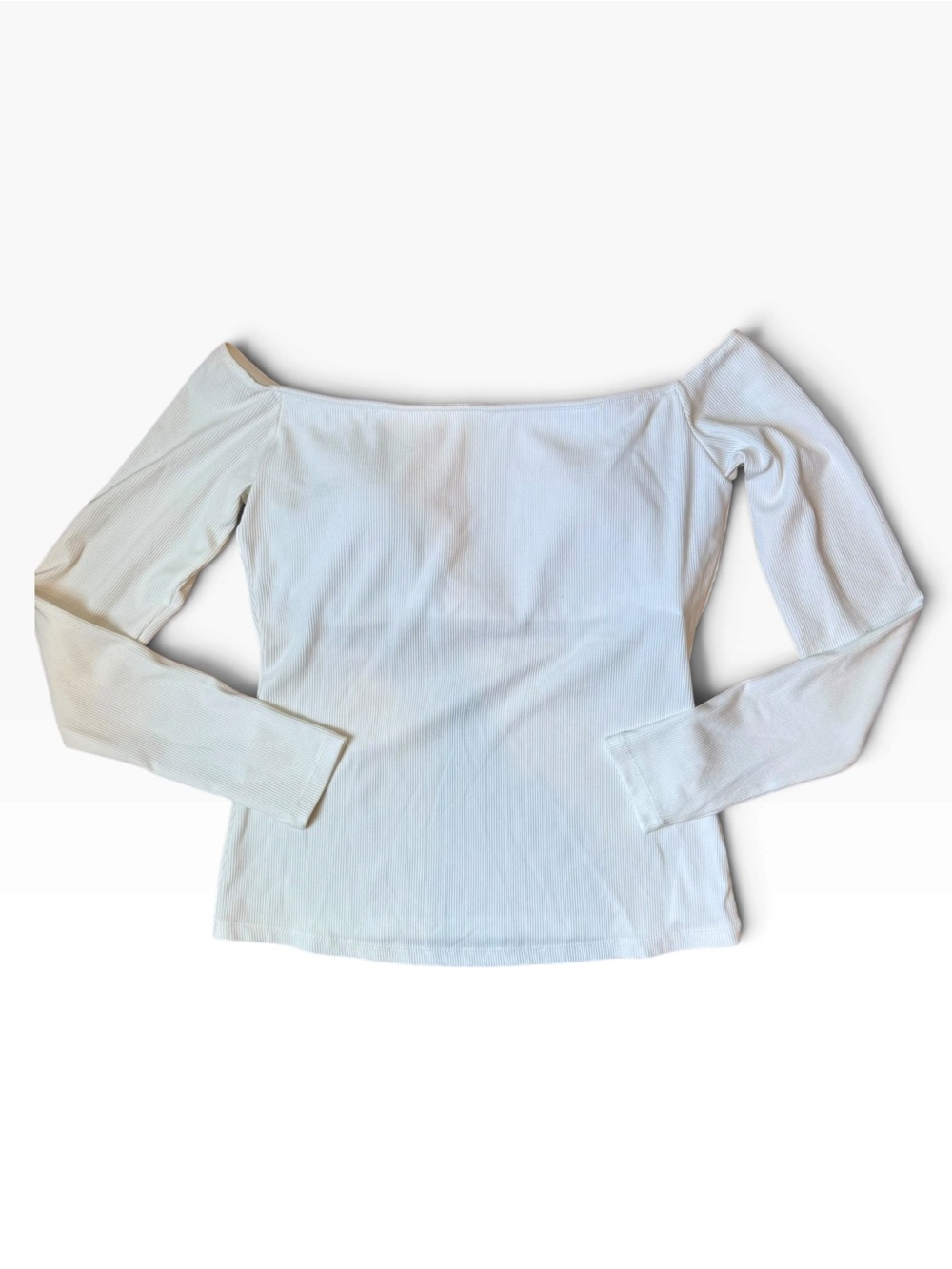 Halara Off-Shoulder Long Sleeve Top in White
